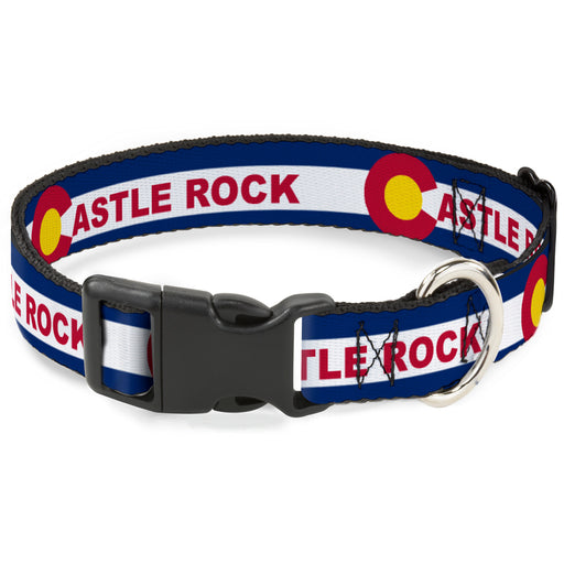 Plastic Clip Collar - Colorado CASTLE ROCK Flag Blue/White/Red/Yellows Plastic Clip Collars Buckle-Down   