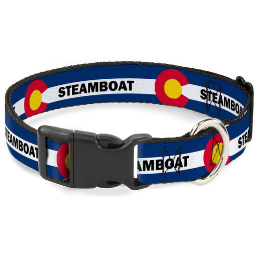 Plastic Clip Collar - Colorado STEAMBOAT Flag Blue/White/Red/Yellow Plastic Clip Collars Buckle-Down   