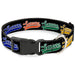 Plastic Clip Collar - SAUCE Baseball Script Black/Multi Color Plastic Clip Collars Buckle-Down   