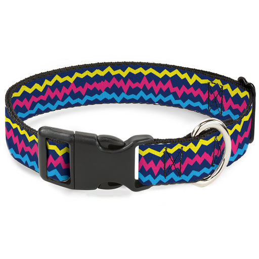 Plastic Clip Collar - Scribble Zig Zag Stripe Navy/Multi Color Plastic Clip Collars Buckle-Down   