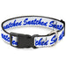 Plastic Clip Collar - SNATCHED Script  White/Blue Plastic Clip Collars Buckle-Down   