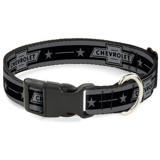 Plastic Clip Collar - Vintage CHEVROLET 1934 Bowtie Logo/Stars Stripe Black/Grays Plastic Clip Collars GM General Motors   
