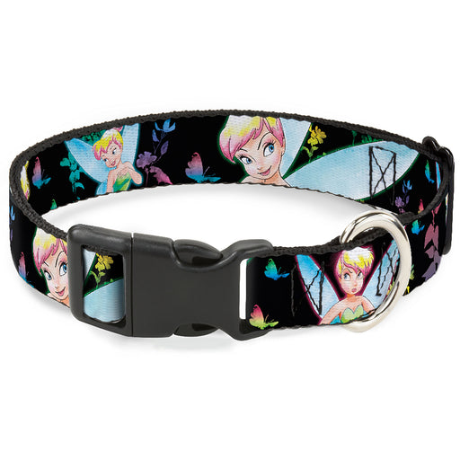 Plastic Clip Collar - Glowing Tinker Bell Poses/Butterflies & Flowers Black/Multi Neon Plastic Clip Collars Disney   