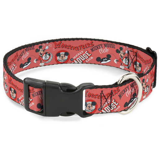 Plastic Clip Collar - Disney 100 Mickey Mouse Club Collage Red Plastic Clip Collars Disney   