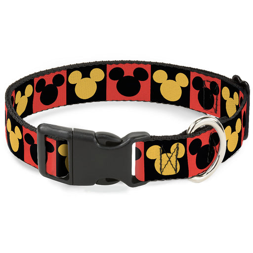 Plastic Clip Collar - Mickey Mouse Ears Icon Blocks Red/Black/Yellow Plastic Clip Collars Disney   