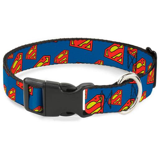 Plastic Clip Collar - Super Shield Diagonal Royal Blue/Red Plastic Clip Collars DC Comics   