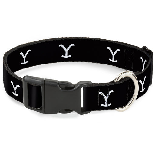 Plastic Clip Collar - Yellowstone Y Logo Black/White Plastic Clip Collars Paramount Network   