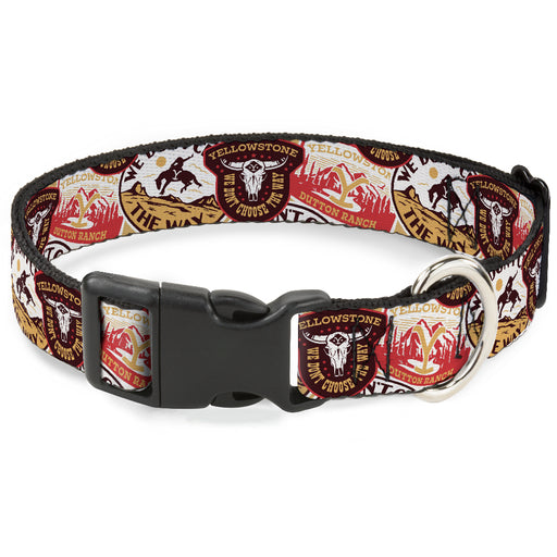 Plastic Clip Collar - Yellowstone Patches Stacked Browns/Reds/Yellows Plastic Clip Collars Paramount Network   