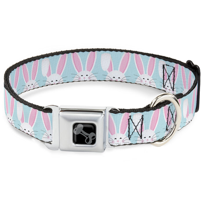 Dog Bone Black/Silver Seatbelt Buckle Collar - Easter Bunnies Smiling Sky Blue Seatbelt Buckle Collars Buckle-Down   