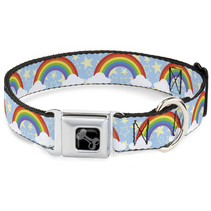 Dog Bone Black/Silver Seatbelt Buckle Collar - Rainbows & Stars Light Blue/Yellow/Rainbow Seatbelt Buckle Collars Buckle-Down   