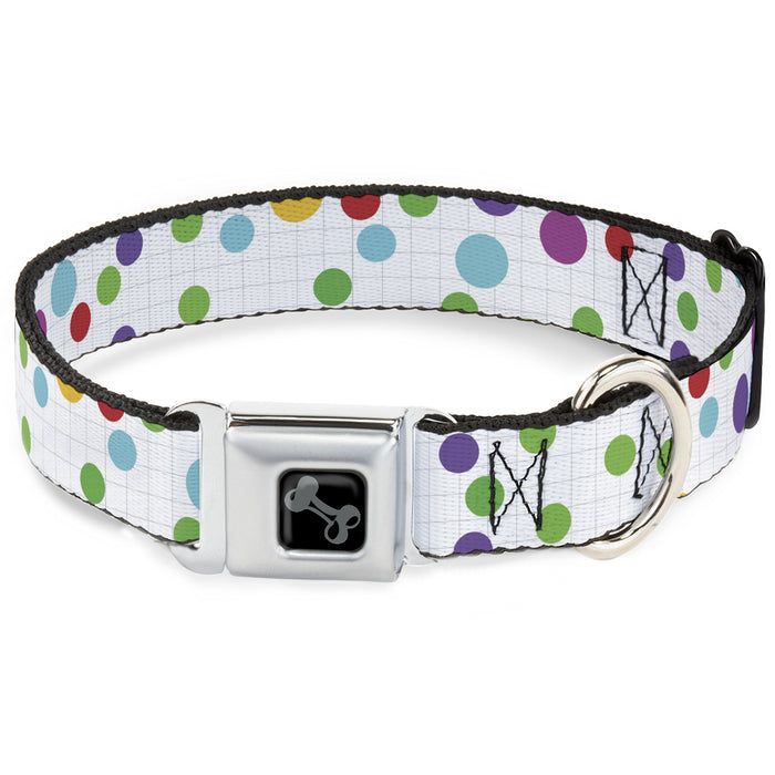 Dog Bone Black/Silver Seatbelt Buckle Collar - Dots/Grid White/Gray/Multi Color Seatbelt Buckle Collars Buckle-Down   