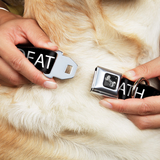 Dog Bone Black/Silver Seatbelt Buckle Collar - DEATH/Coffin Black/White Seatbelt Buckle Collars Buckle-Down   