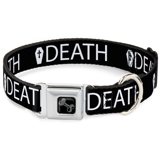 Dog Bone Black/Silver Seatbelt Buckle Collar - DEATH/Coffin Black/White Seatbelt Buckle Collars Buckle-Down   