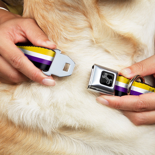 Dog Bone Black/Silver Seatbelt Buckle Collar - Flag Non-Binary Stripe Seatbelt Buckle Collars Buckle-Down   