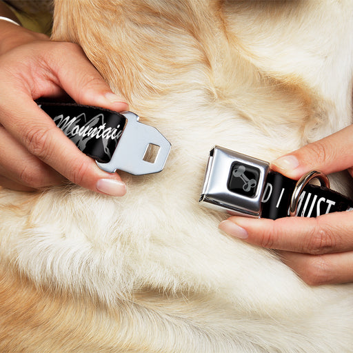 Dog Bone Black/Silver Seatbelt Buckle Collar - THE MOUNTAINS ARE CALLING AND I MUST GO/Mountains Outline3 Black/Gray/White Seatbelt Buckle Collars Buckle-Down   