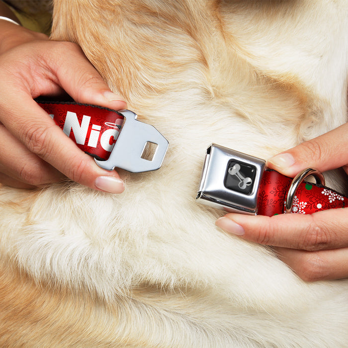 Dog Bone Seatbelt Buckle Collar - Christmas NAUGHTY OR NICE/Snowflakes Reds/White/Green Seatbelt Buckle Collars Buckle-Down   