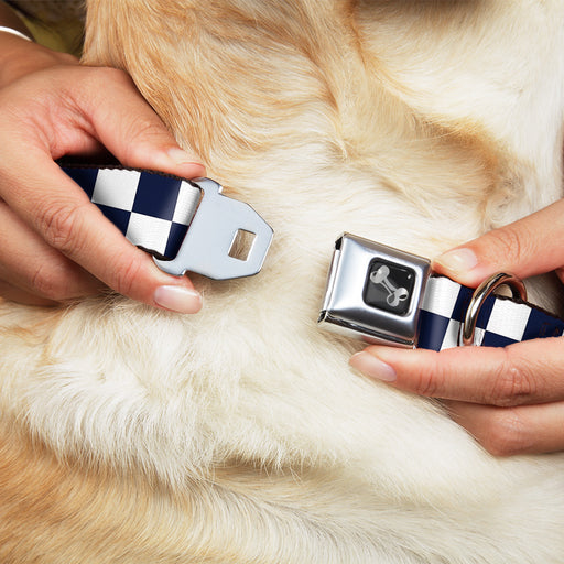 Dog Bone Black/Silver Seatbelt Buckle Collar - Checker Midnight Blue/White Seatbelt Buckle Collars Buckle-Down   