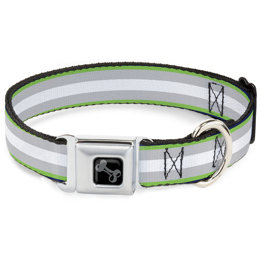 Dog Bone Black/Silver Seatbelt Buckle Collar - Stripes Navy/Neon Green/Silver/White Seatbelt Buckle Collars Buckle-Down   