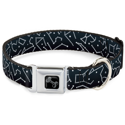 Dog Bone Black/Silver Seatbelt Buckle Collar - Constellations Scattered Midnight Blue/White Seatbelt Buckle Collars Buckle-Down   