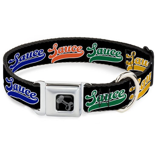 Dog Bone Black/Silver Seatbelt Buckle Collar - SAUCE Baseball Script Black/Multi Color Seatbelt Buckle Collars Buckle-Down   