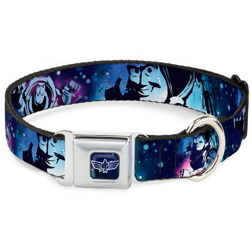 Space Ranger Logo Outline Full Color Blue/White Seatbelt Buckle Collar - Buzz Lightyear Poses Galaxy Blues Seatbelt Buckle Collars Disney   