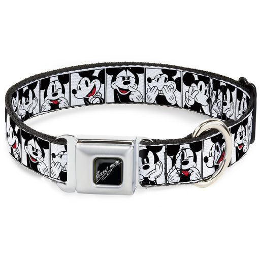 MICKEY MOUSE Autograph Full Color Black/White Seatbelt Buckle Collar - Mickey Mouse Expression Blocks White/Black/Red Seatbelt Buckle Collars Disney   