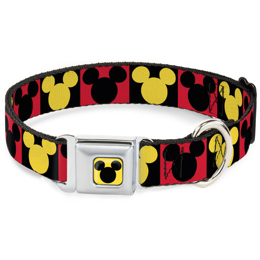 Mickey Mouse Ears Full Color Yellow/Black Seatbelt Buckle Collar - Mickey Mouse Ears Icon Blocks Red/Black/Yellow Seatbelt Buckle Collars Disney   