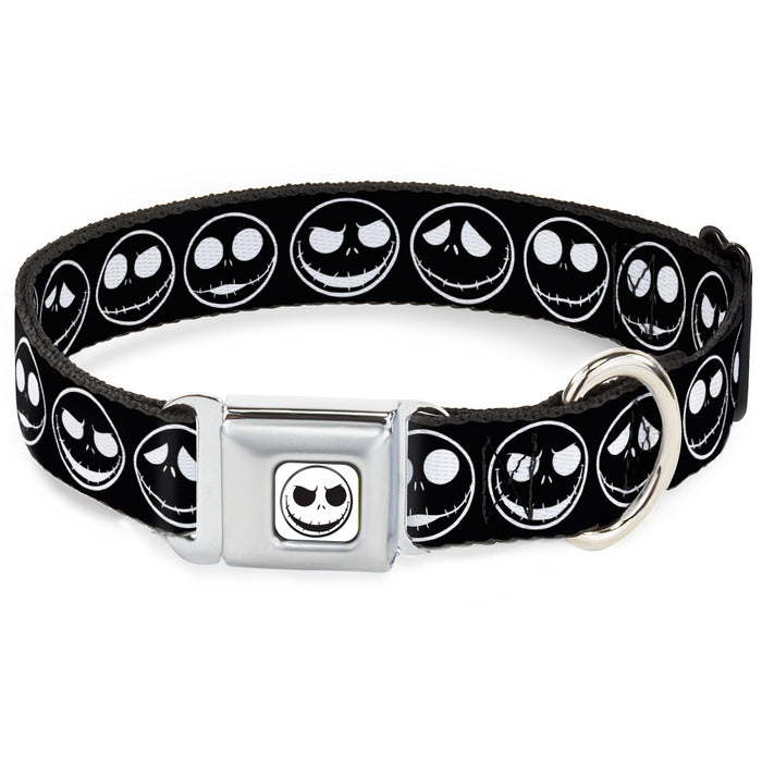 The Nightmare Before Christmas Jack Smiling Full Color White/Black Seatbelt Buckle Collar - The Nightmare Before Christmas Jack 5-Expressions Black/White Seatbelt Buckle Collars Disney   