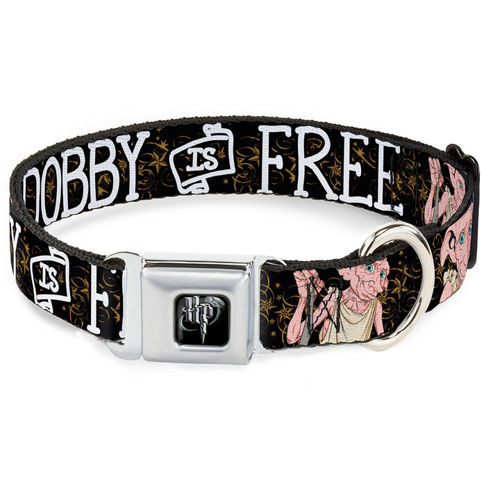 Harry Potter Logo Full Color Black/White Seatbelt Buckle Collar - DOBBY IS  FREE/3-Dobby Poses Star Swirls Black/Gold/White