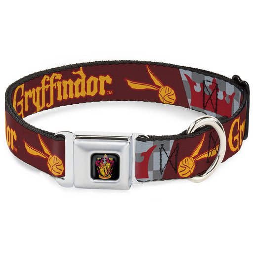 Gryffindor Crest Full Color Seatbelt Buckle Collar - Harry Potter GRYFFINDOR/Quiditch Ball/Crown Burgundy Red/Golds/Grays Seatbelt Buckle Collars Warner Bros.   