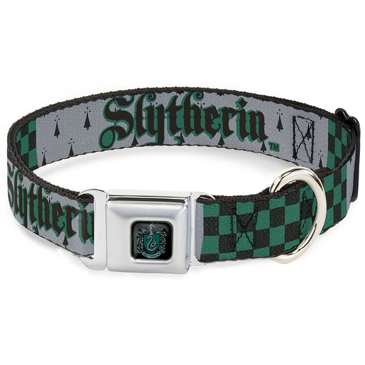 Slytherin Crest Full Color Seatbelt Buckle Collar - Harry Potter SLYTHERIN/Checker Blocks Grays/Greens Seatbelt Buckle Collars Warner Bros.   
