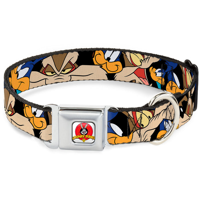 Looney Tunes Logo White Seatbelt Buckle Collar - Road Runner/Wile E. Coyote Expressions Stacked Black Seatbelt Buckle Collars Looney Tunes   