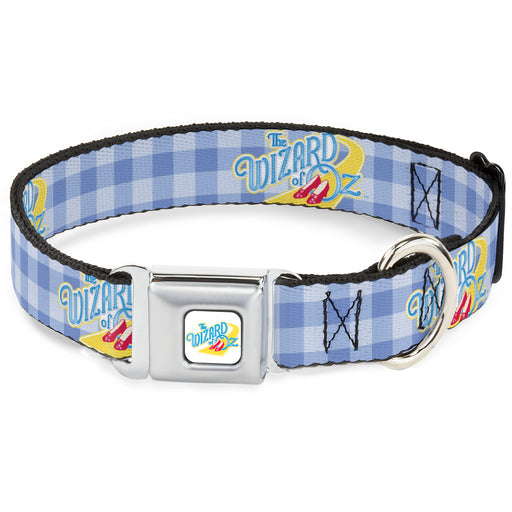 THE WIZARD OF OZ Logo Full Color White Seatbelt Buckle Collar - THE WIZARD OF OZ Logo Gingham Checker Blues Seatbelt Buckle Collars Warner Bros. Movies   