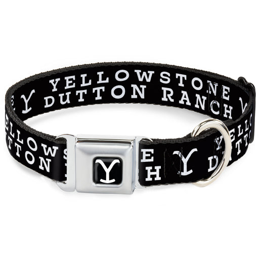 Yellowstone Y Logo Full Color Black/White Seatbelt Buckle Collar - YELLOWSTONE DUTTON RANCH and Logo Black/White Seatbelt Buckle Collars Paramount Network   