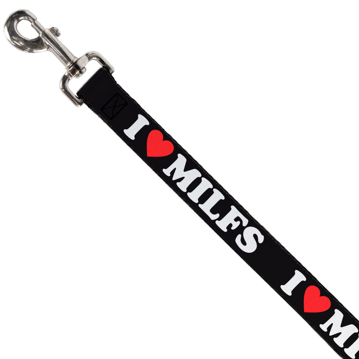 Dog Leash - I "HEART" MILFS Black/White/Red Dog Leashes Buckle-Down   