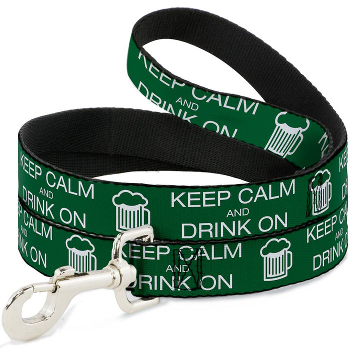 Buckle-Down Dog Leash - KEEP CALM AND DRINK ON/Beer Green/White Dog Leashes Buckle-Down   