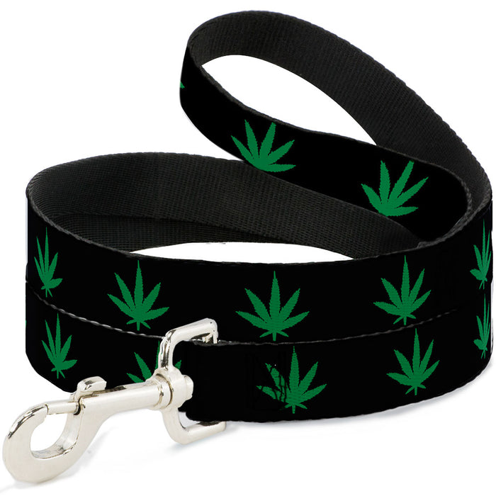 Buckle-Down Dog Leash - Marijuana Leaf Repeat Black/Green Dog Leashes Buckle-Down   