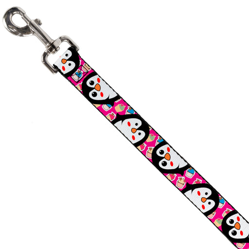 Dog Leash - Penguins w/Cupcakes Fuchsia/Purple/White Dog Leashes Buckle-Down   