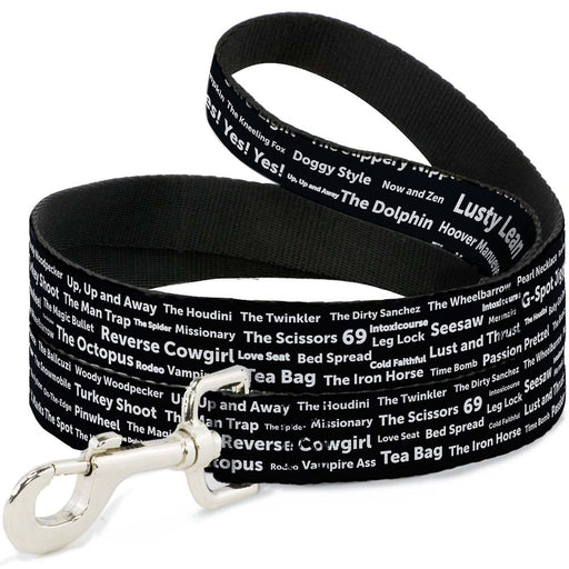 Buckle-Down Dog Leash - Verbiage Sex Positions Black/White Dog Leashes Buckle-Down   