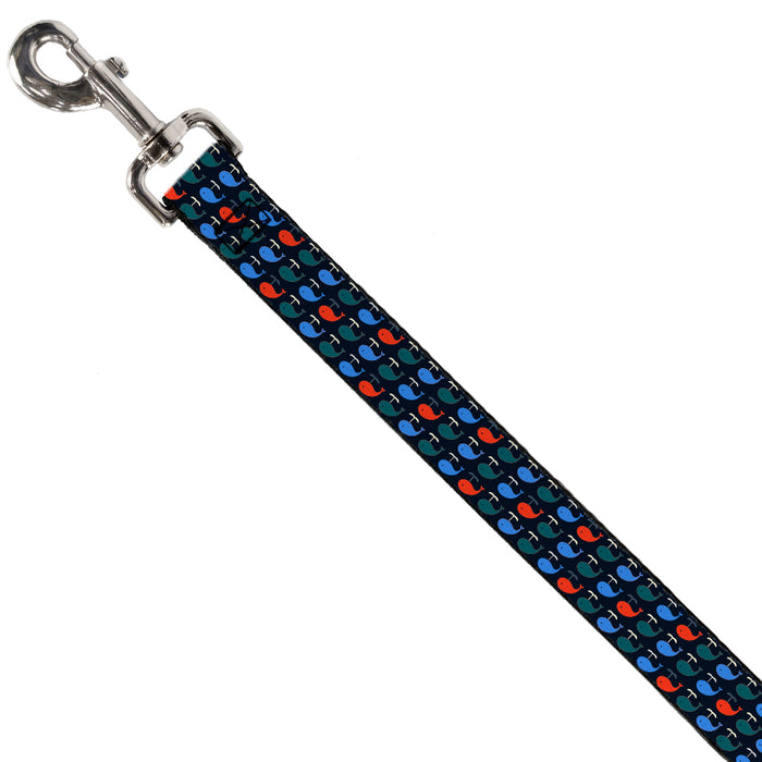 Dog Leash - Whales Navy/Green/Blue/Red Dog Leashes Buckle-Down   