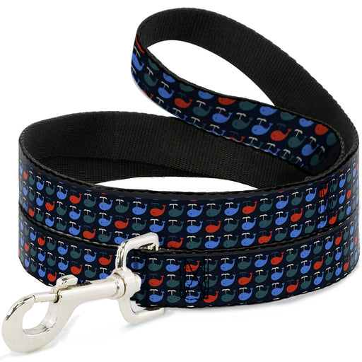 Dog Leash - Whales Navy/Green/Blue/Red Dog Leashes Buckle-Down   