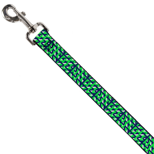 Dog Leash - Abstract Plaid White/Navy/Neon Green Dog Leashes Buckle-Down   