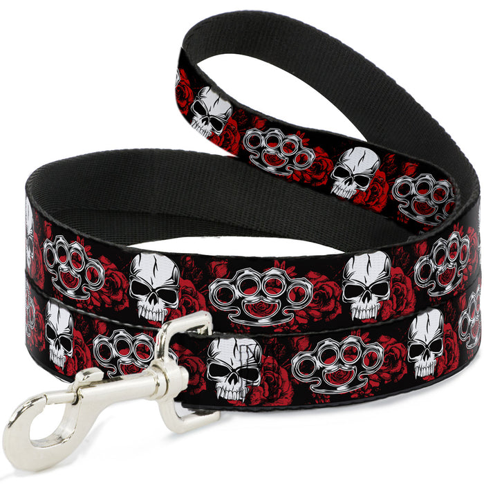 Buckle-Down Dog Leash - Brass Knuckles/Skulls/Roses Black/Red/White Dog Leashes Buckle-Down   
