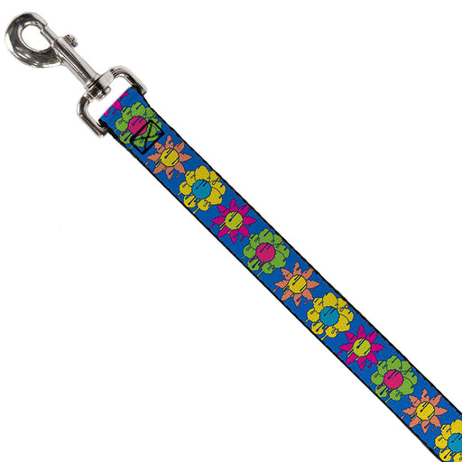 Dog Leash - Funky Flower Drip Blue/Multi Color Dog Leashes Buckle-Down   