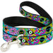 Dog Leash - Funky Alien Flowers Aqua Blue/Multi Color Dog Leashes Buckle-Down   