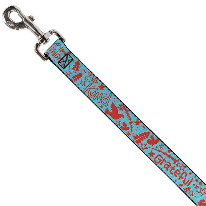 Dog Leash - GRATEFUL OPTIMISM BE KIND Icons Collage Blue/Red Dog Leashes Buckle-Down   