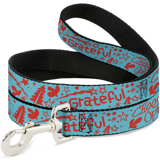Dog Leash - GRATEFUL OPTIMISM BE KIND Icons Collage Blue/Red Dog Leashes Buckle-Down   