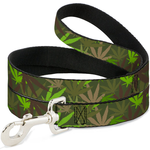 Buckle-Down Dog Leash - Marijuana Leaves Stacked Browns/Greens Dog Leashes Buckle-Down   