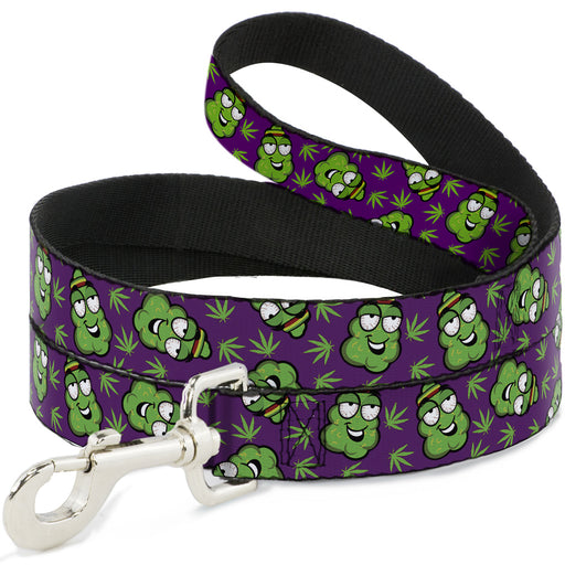 Buckle-Down Dog Leash - Marijuana Nugs/Leaves Cartoon Purple/Green Dog Leashes Buckle-Down   