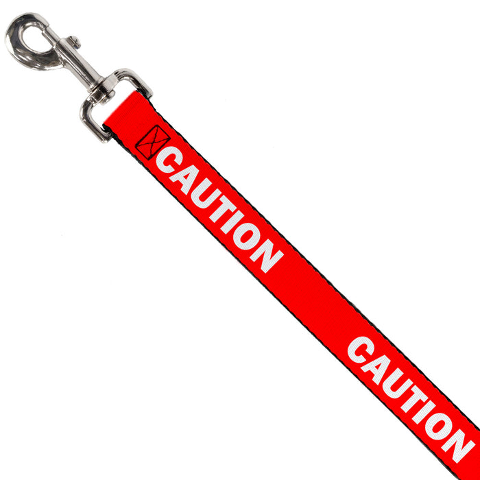 Dog Leash - Pet Quote CAUTION Red/White Dog Leashes Buckle-Down   